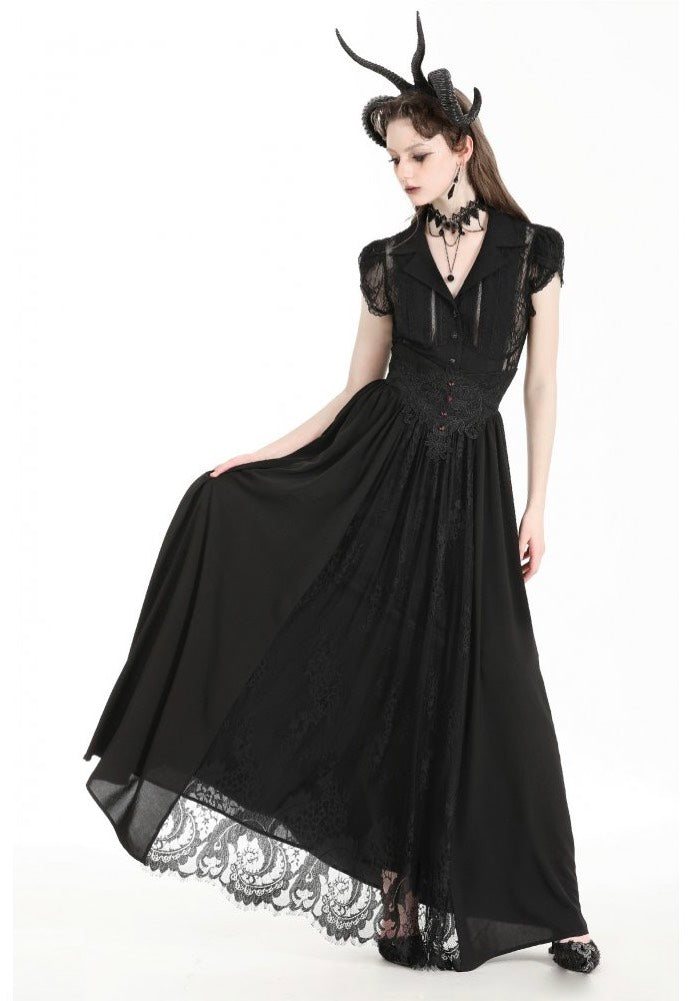 Dark in Love - Gothic Heart Embroidered Black Maxi - Skirt For Sale Finishline