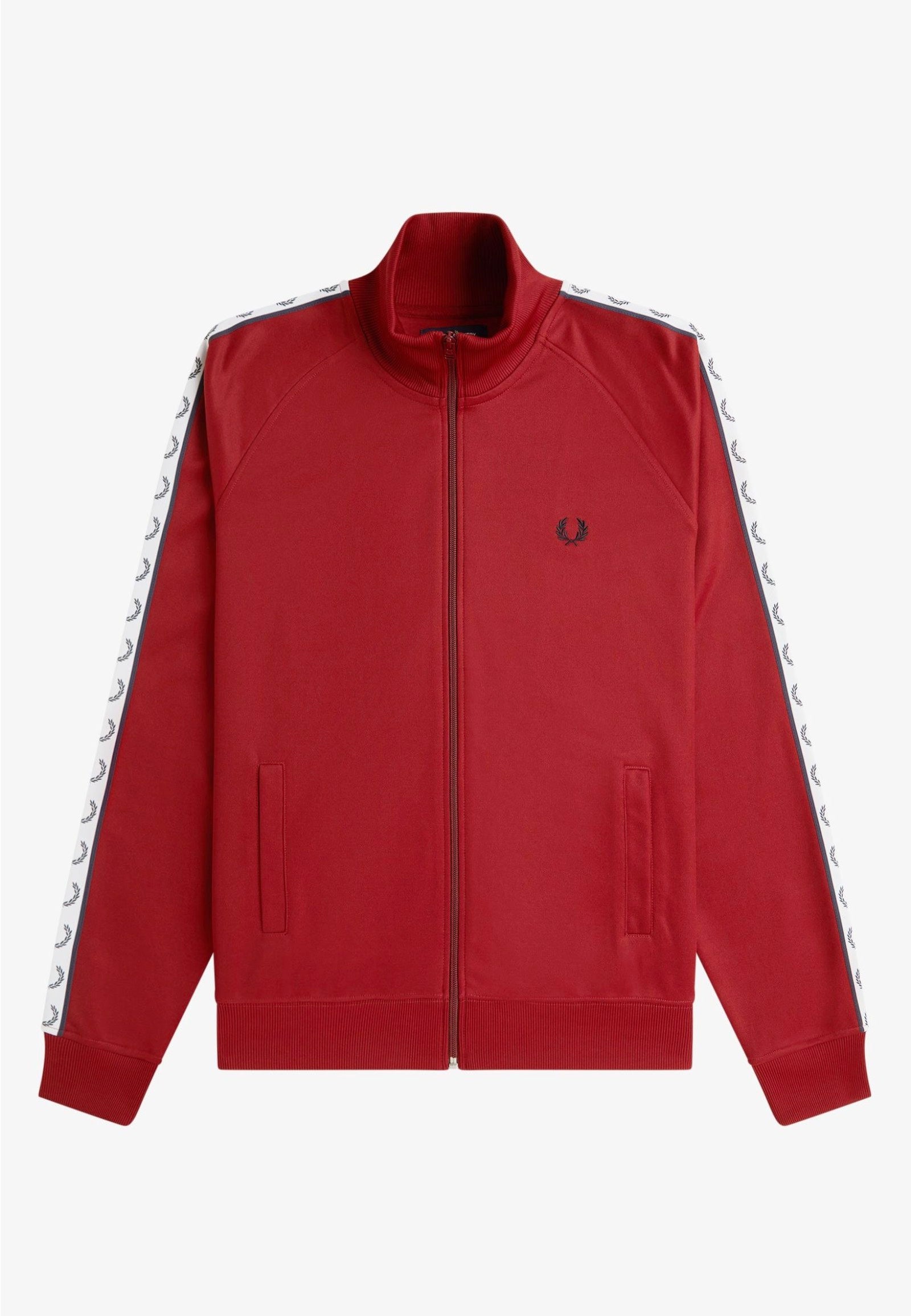 Fred Perry - Taped Track Burnt Red - Track Jacket Best Seller For Sale