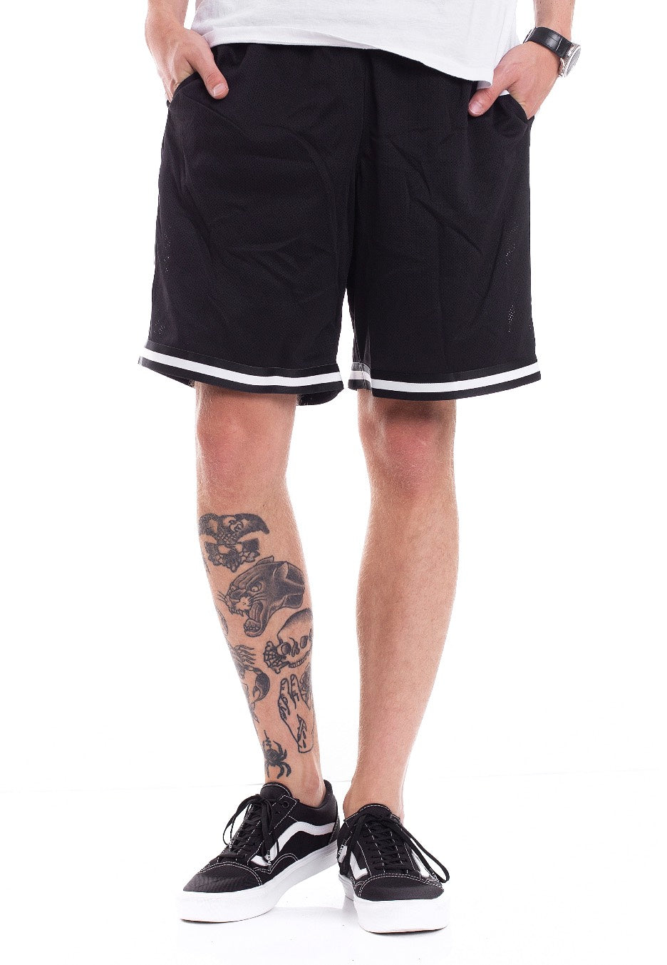 Impericon - Plain White Striped  - Shorts Free Shipping Pices