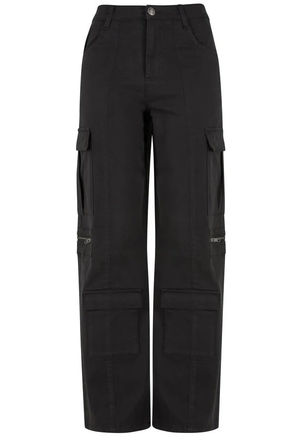 Urban Classics - Ladies Loose Utility Stretch Twill Black - Pants Sale View