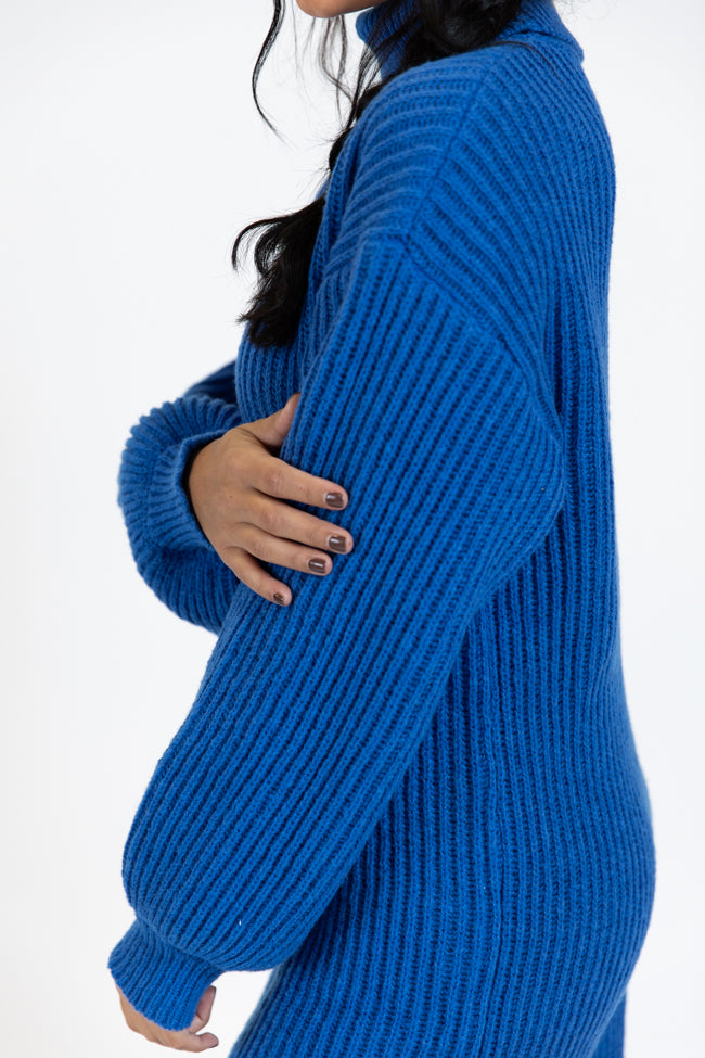 Call My Bluff Blue Bubble Sleeve Turtleneck Sweater Dress FINAL SALE Clearance Geniue Stockist