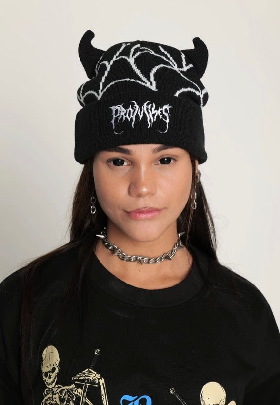 Broken Promises - Spiderweb Devil Horn Black - Beanie Sale Lowest Pice