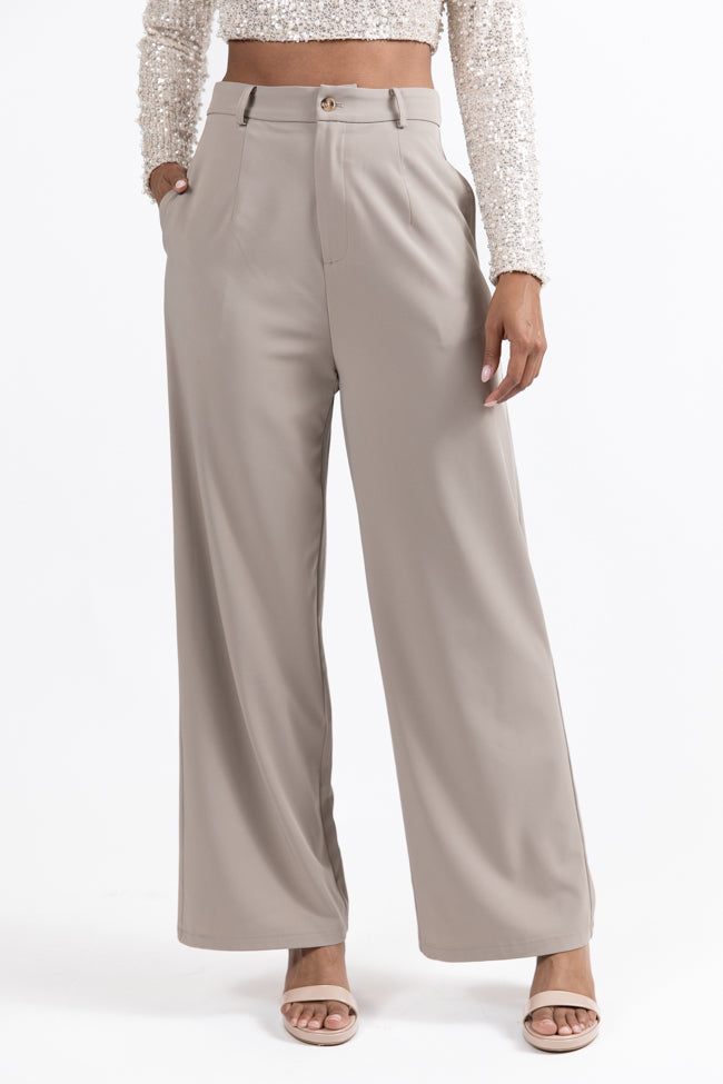 Swept Away With You Taupe Tailored Wide Leg Pants FINAL SALE From China For Sale