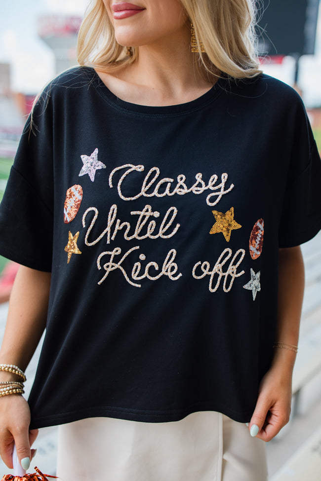 Classy Until Kick Off Black Stitched Tee FINAL SALE From China Cheap Pice