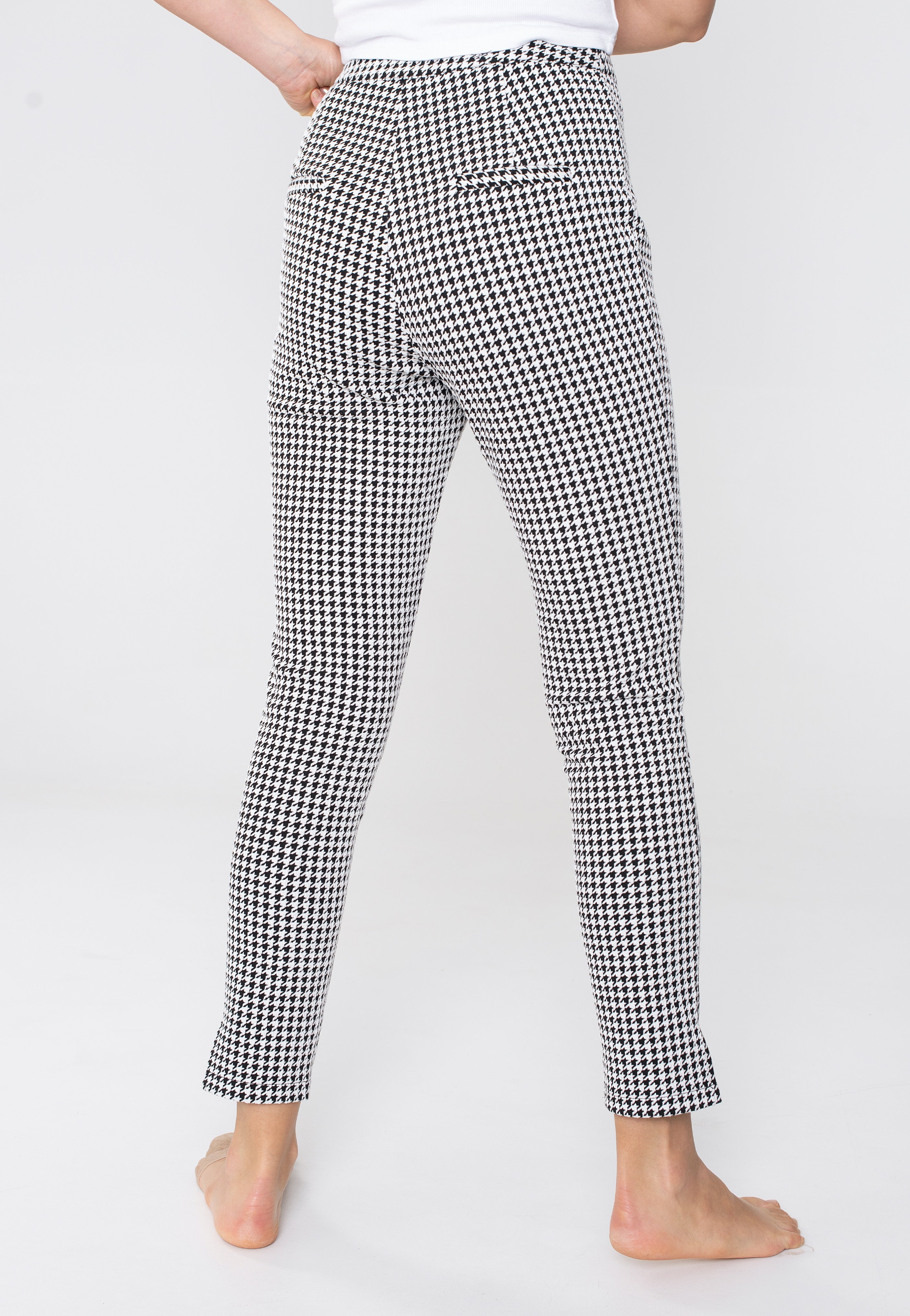 Voodoo Vixen - Houndstooth Cigarette Black/White - Pants Free Shipping Online