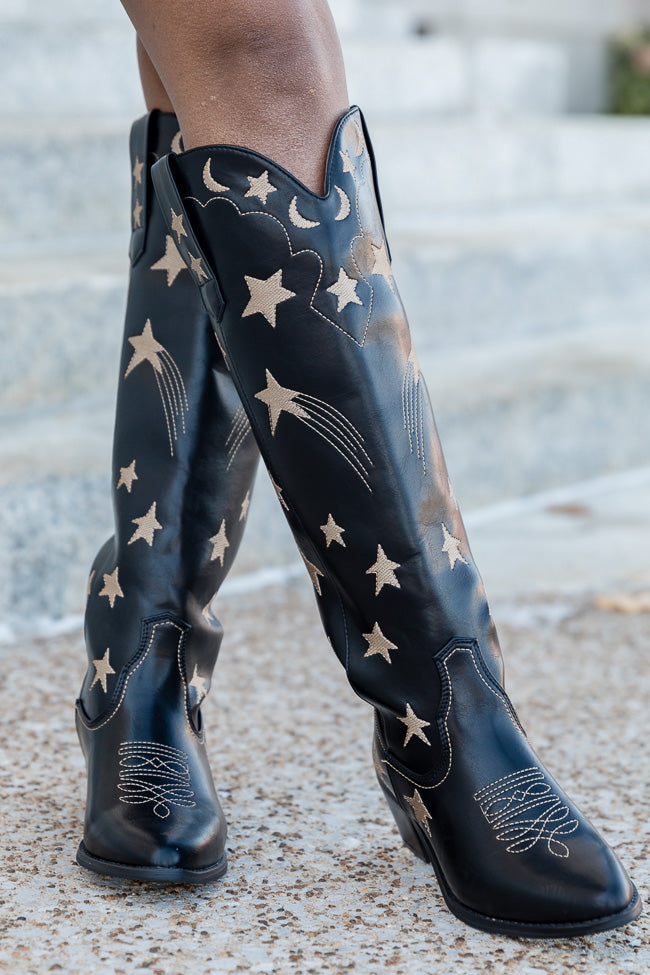 Luna Black Star and Moon Western Boots Best Place Sale Online