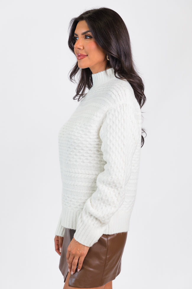 Fireside Moment Ivory Cable Knit Mock Neck Sweater FINAL SALE Buy Cheap With Credit Card