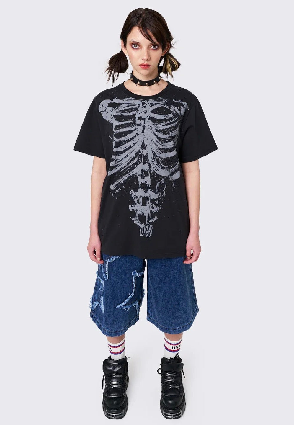 Minga London - Shadowed Bones Black Graphic - T-Shirt Outlet Sast