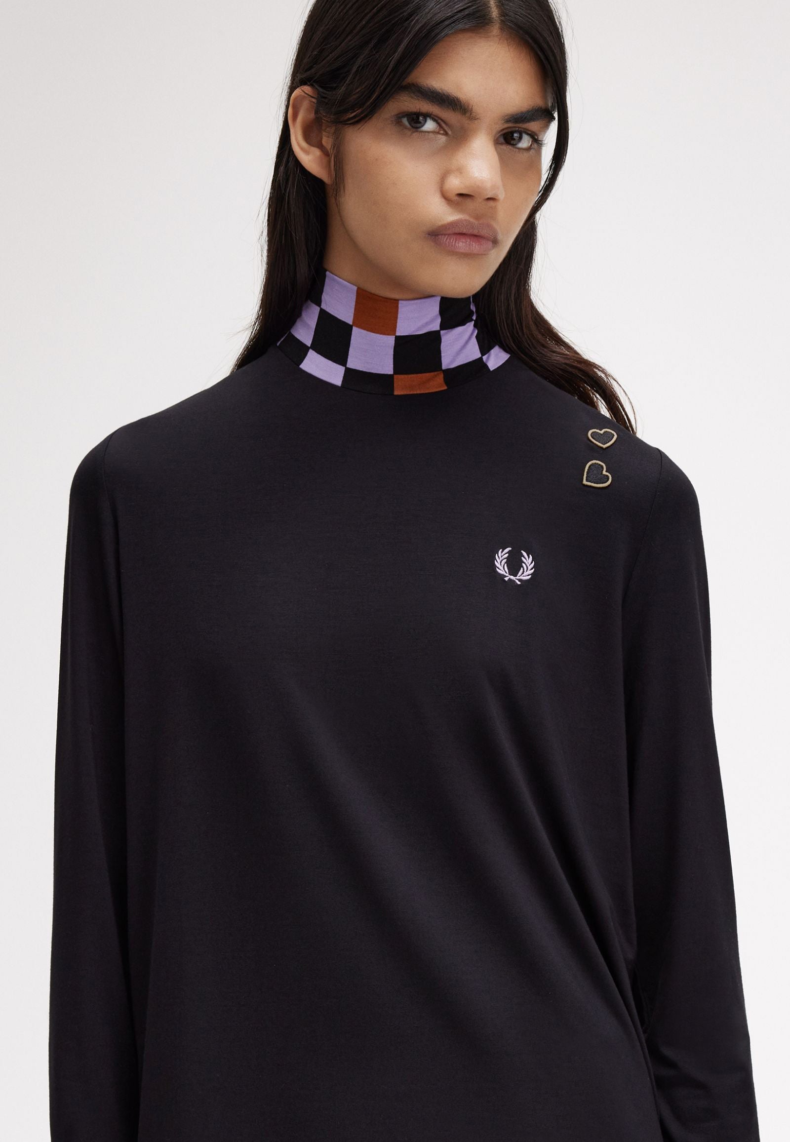 Fred Perry - Printed Trim High Neck Black - Longsleeve Sale Cheap Pice