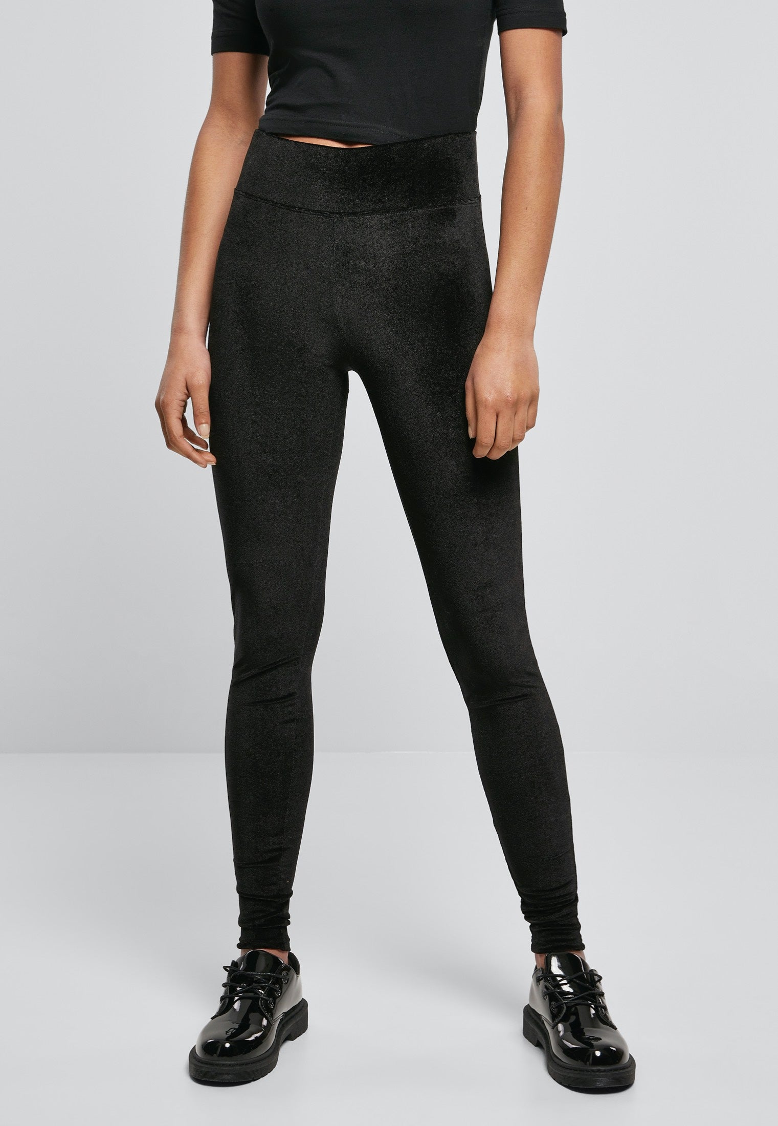 Urban Classics - Ladies High Waist Velvet Black - Leggings New Styles For Sale