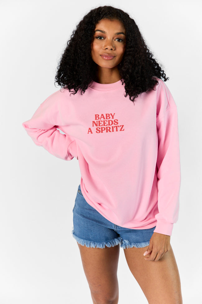 Baby Needs A Spritz Light Pink Oversized Graphic Sweatshirt Authentic Cheap Pice