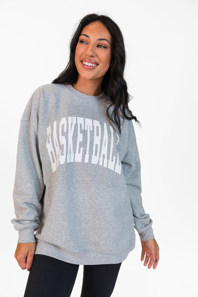 Basketball Block Light Grey Oversized Graphic Sweatshirt Outlet Visit