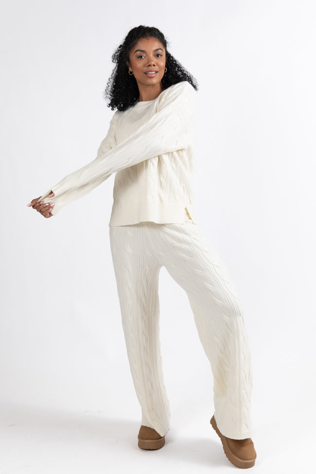 Forever Winter Ivory Cable Knit Sweater Lounge Pants Macy Blackwell X Pink Lily FINAL SALE Explore