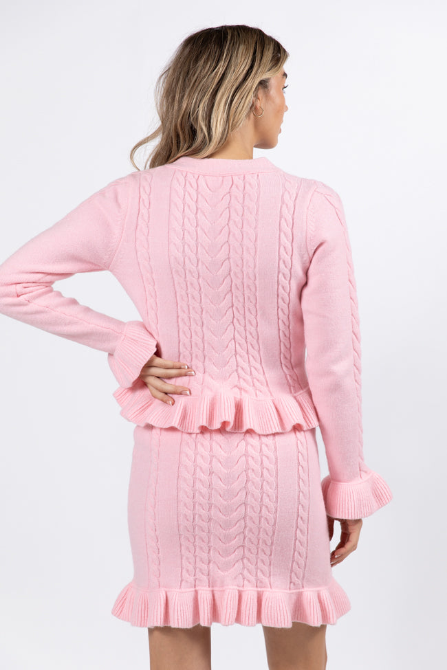 Glistening In The Snow Pink Cable Knit Cardigan Set SALE Buy Cheap Official Site