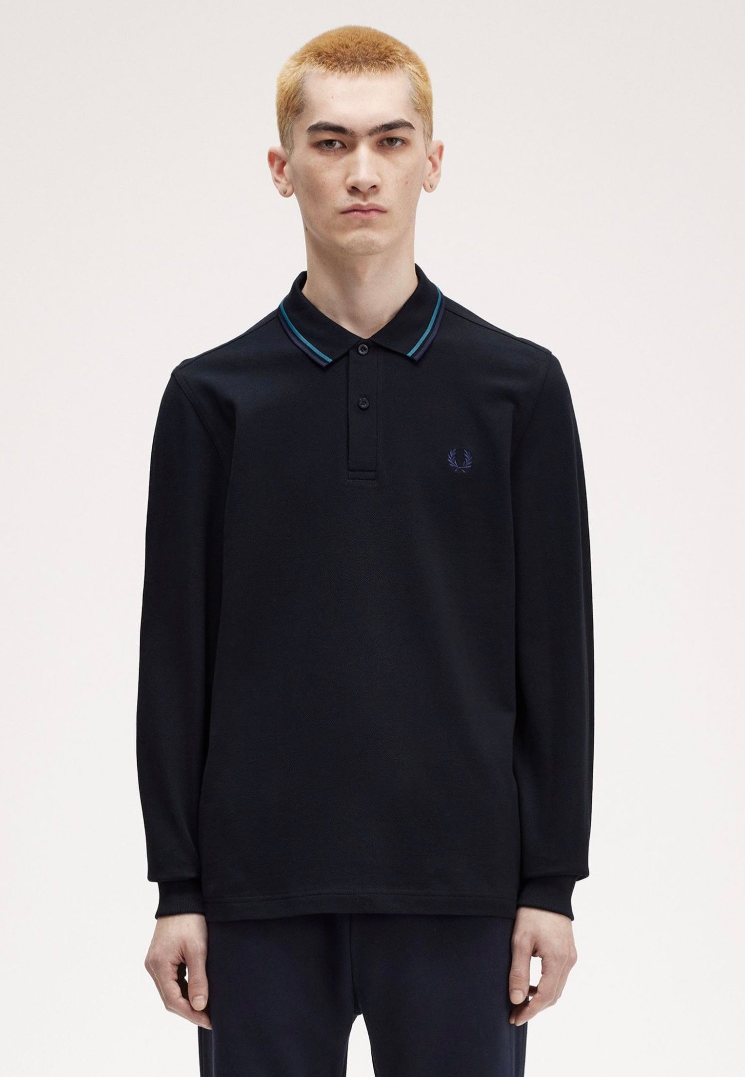 Fred Perry - Twin Tipped Nvy/Ocean/Dkcarb - Longsleeve Sale Low Shipping Fee