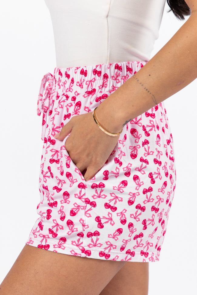 Over the Moon Cherry Hearts Pajama Shorts Kalee Rogers x Pink Lily FINAL SALE Cost For Sale