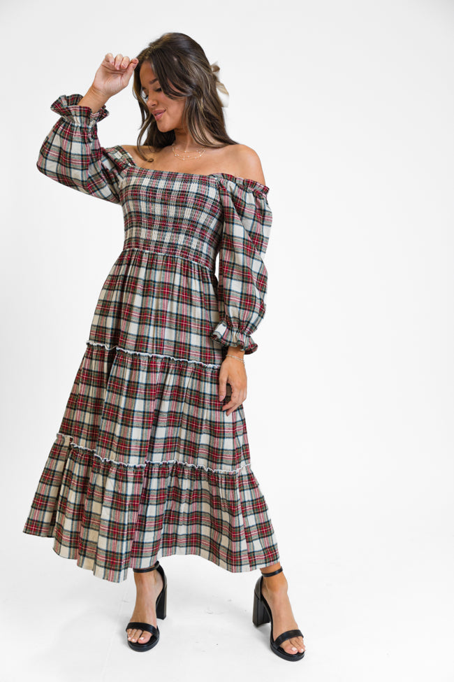 Time For Cheer Multi Plaid Midi Dress Discount Best Seller