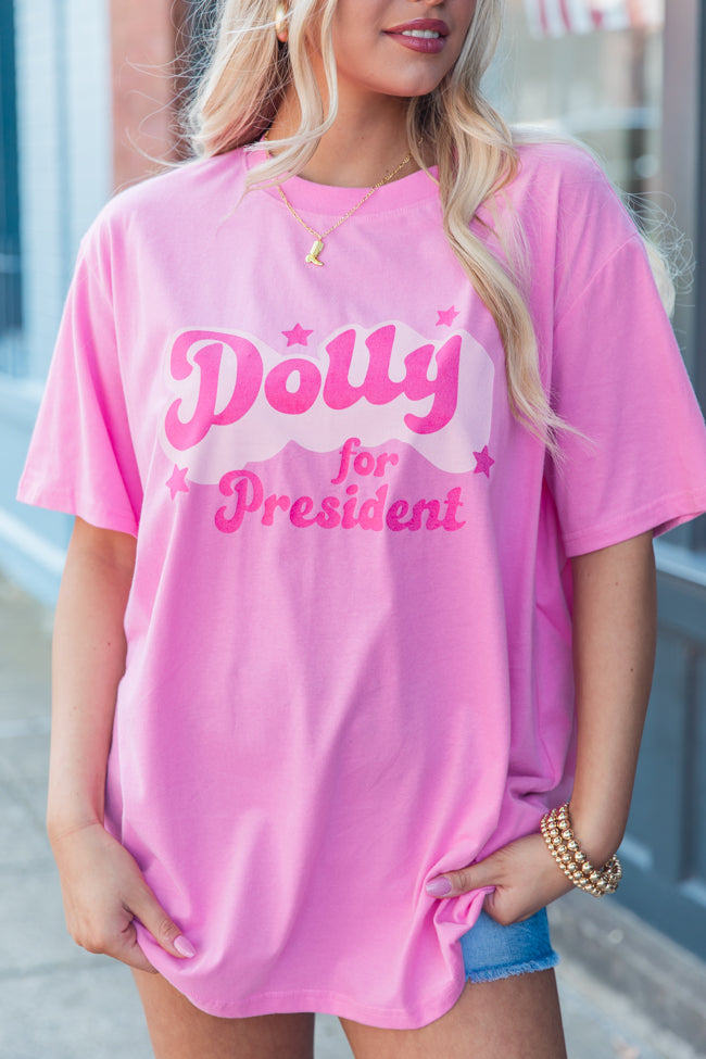 Dolly For President Hot Pink Oversized Graphic Tee Clearance Manchester Great Sale