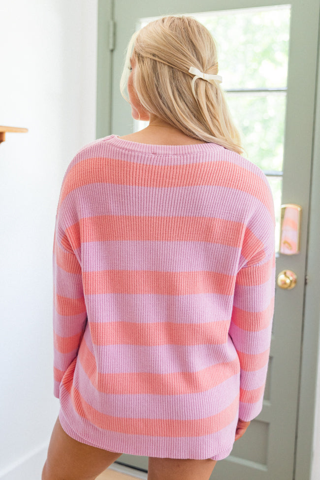 Sign Of The Times Coral And Lilac Striped Sweater Set SALE Geniue Stockist Online