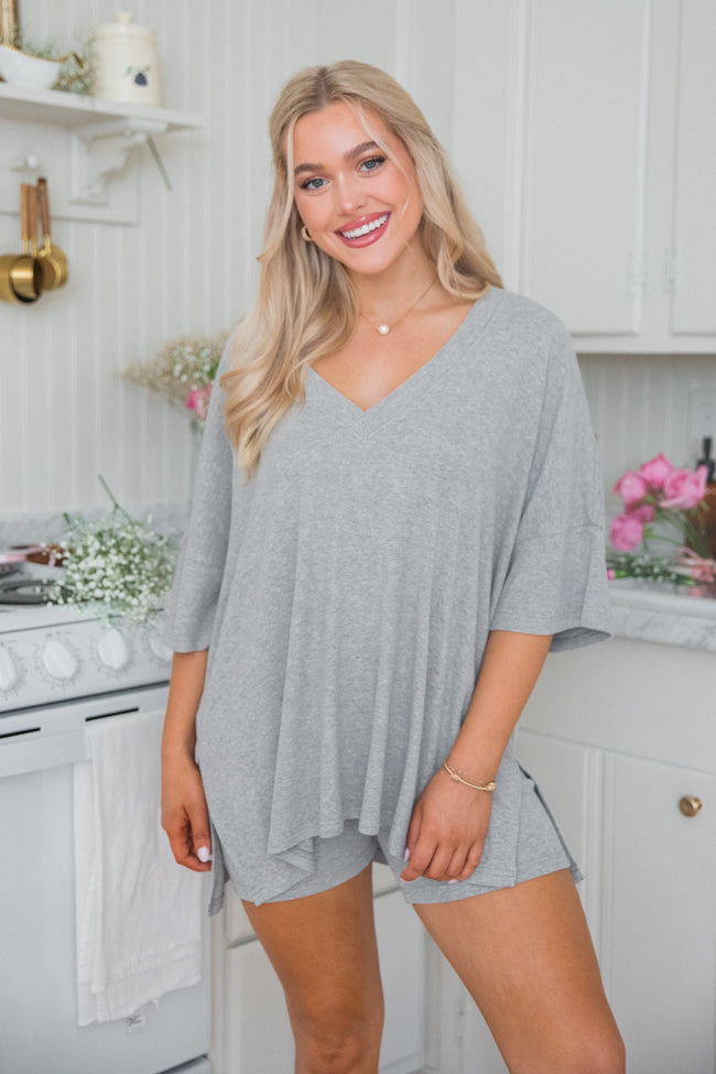 Love Me So Heather Grey Ribbed Knit Set Buy Cheap Best Wholesale