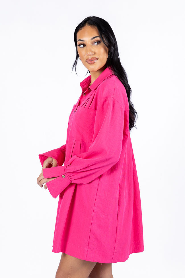 Write This Down Pink Button Up Shirt Dress FINAL SALE New Arrival