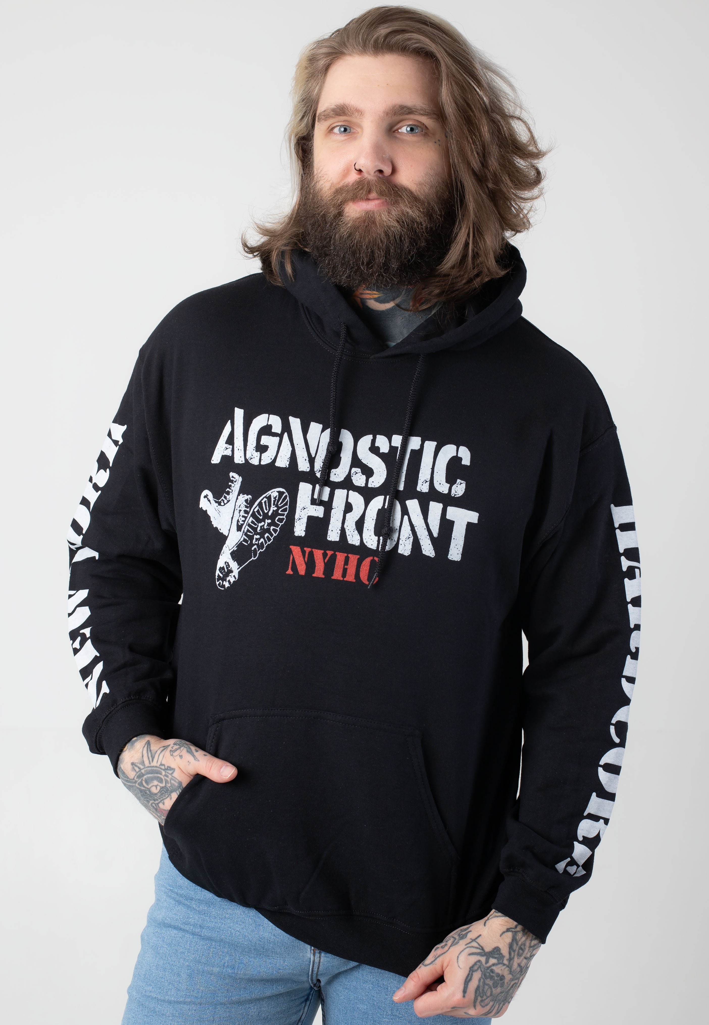 Agnostic Front - Stencil Boots - Hoodie Free Shipping Low Pice