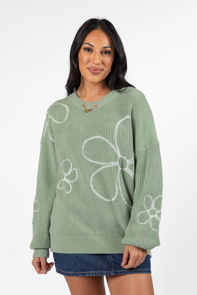 Hold My Hand Sage Floral Sweater Cheap Sale Outlet