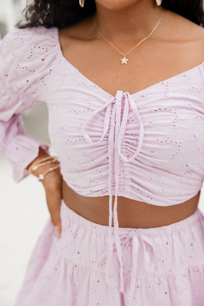 Slow Tide Purple Eyelet Crop Top and Skirt Set FINAL SALE Footlocker Cheap Online