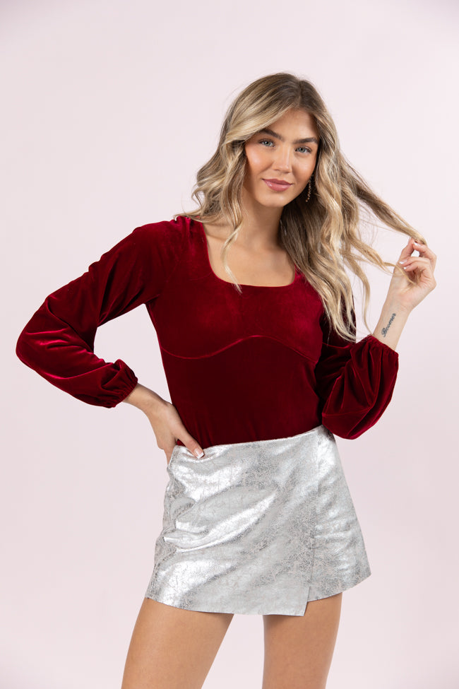 Cold Snap Burgundy Velvet Bodysuit FINAL SALE Newest Cheap Online