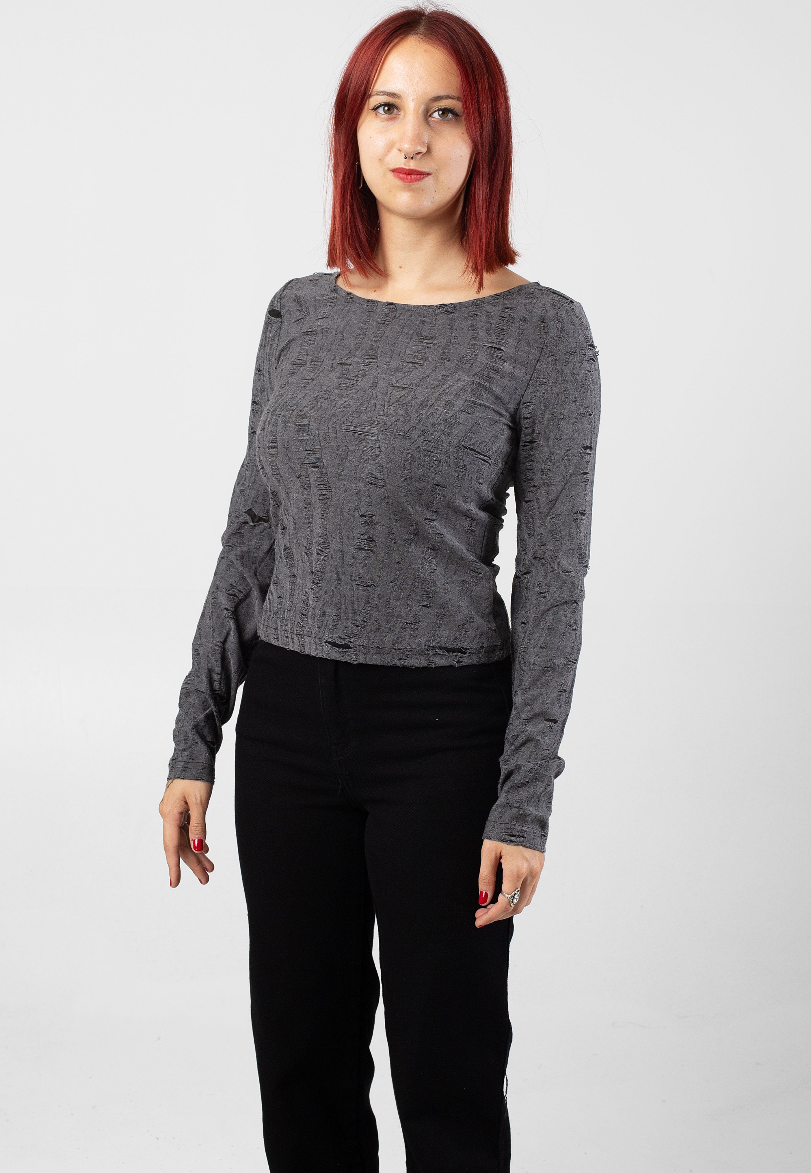 Noisy May - Harlow Boatneck Ghost Gray - Top Discount Inexpensive