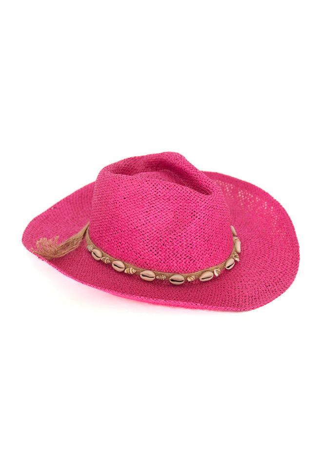 Beach Girl Fuchsia Shell Cowboy Hat Sale Best Pices