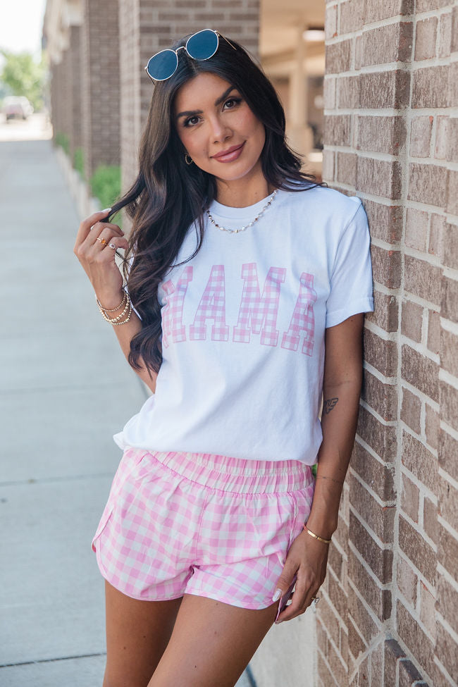 Mama Gingham White Comfort Colors Graphic Tee Genuine For Sale