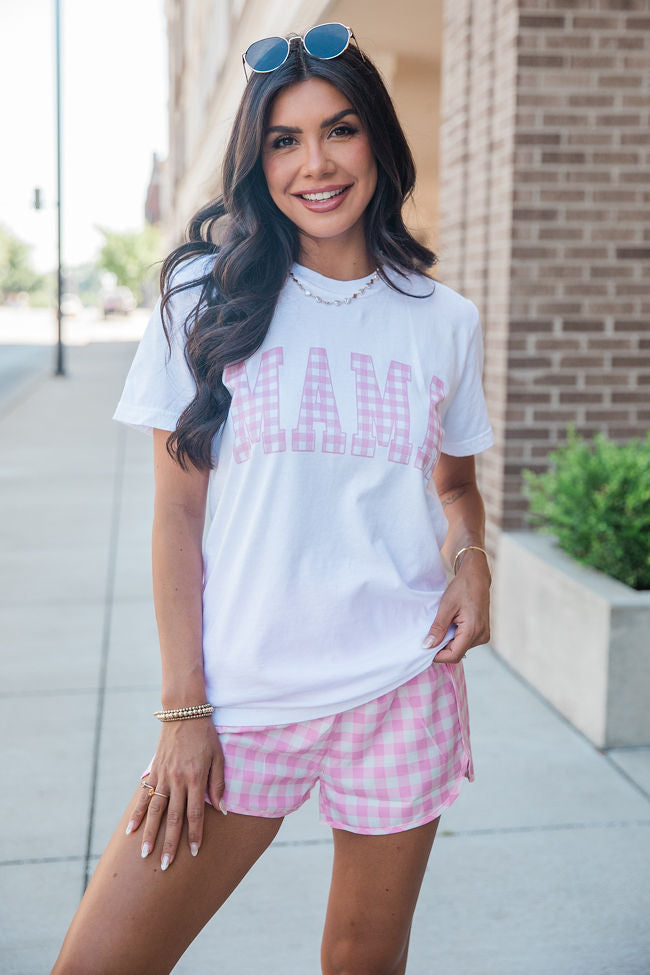 Mama Gingham White Comfort Colors Graphic Tee Genuine For Sale