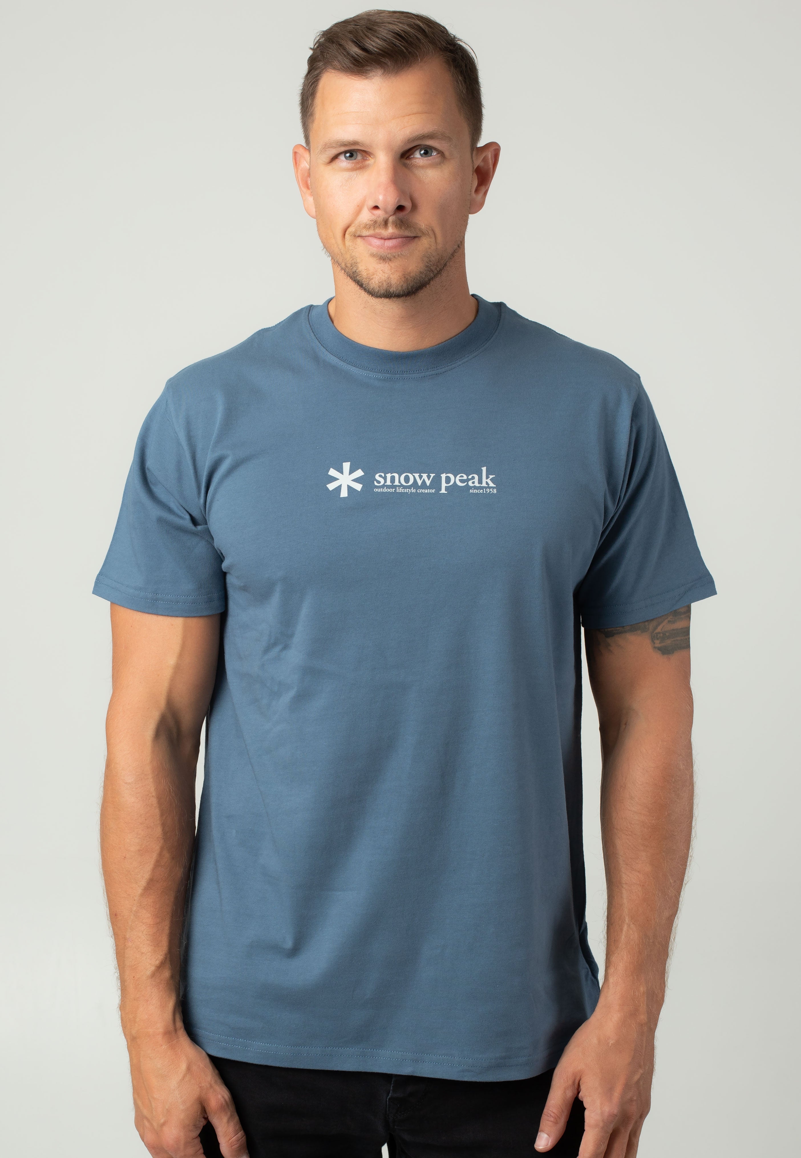 Snow Peak - Soft Cotton Logo Slateblue - T-Shirt Good Selling Cheap Pice