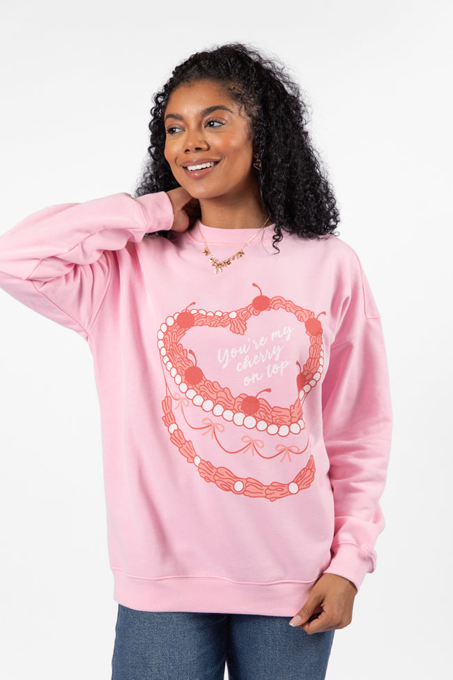 Vintage Cake Light Pink Oversized Graphic Sweatshirt Buy Cheap With Credit Card