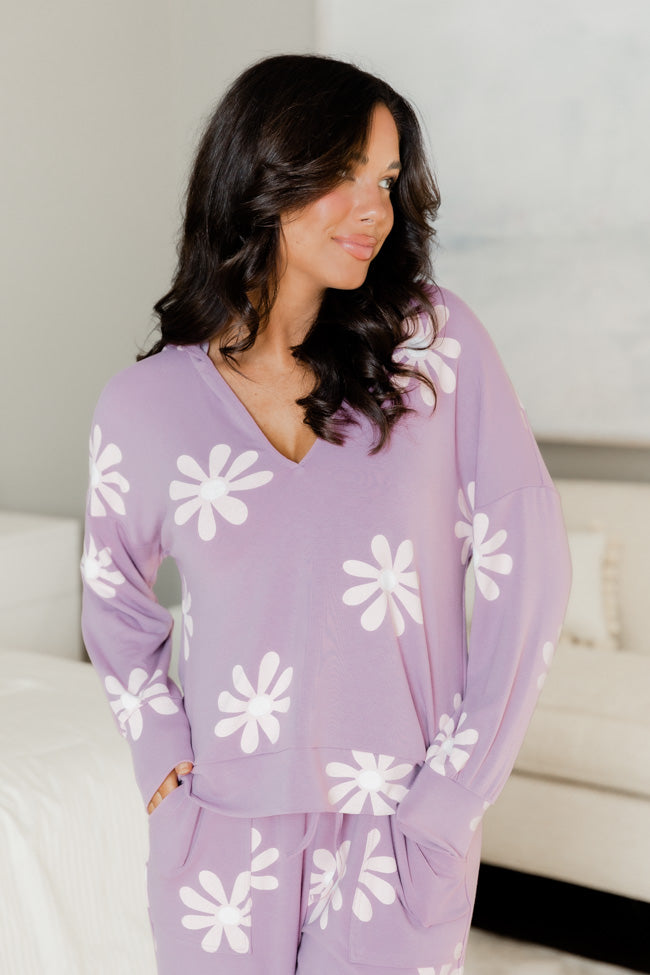 Don't Let Me Down Purple Flower Lounge Top FINAL SALE