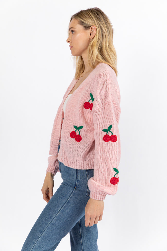 Cherry Picking Pink Embroidered Cardigan With Paypal Cheap Pice