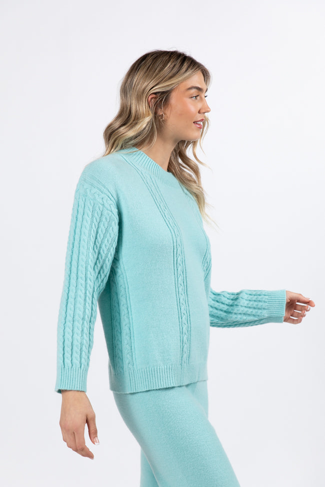 On My List Mint Cable Knit Sweater SALE Newest Online