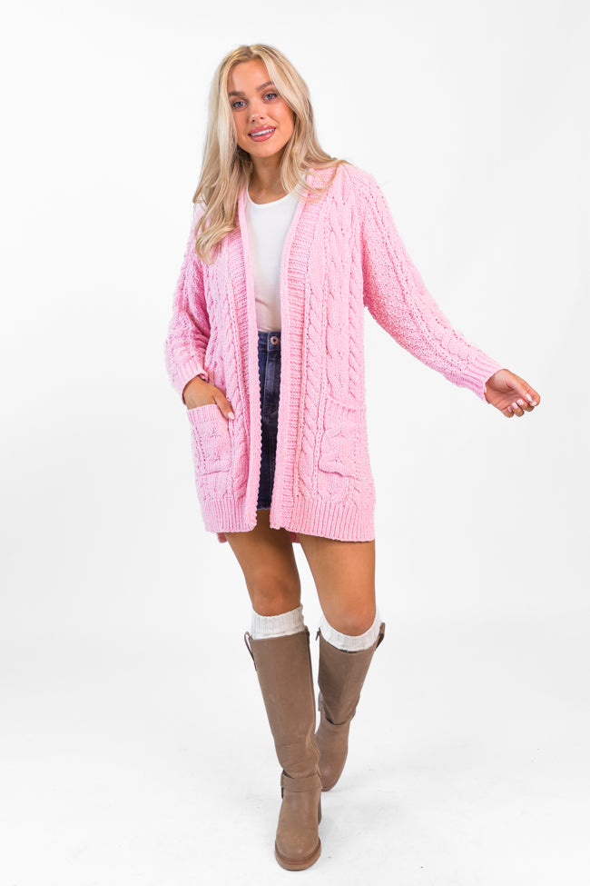 Perfect Day Pink Chenille Cable Knit Cardigan FINAL SALE Shipping Discount Authentic