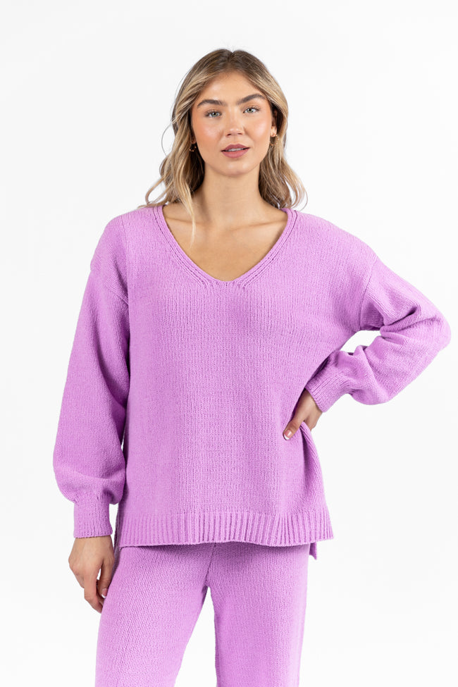 Cozy For Keeps Lavender V-Neck Sweater SALE Sale Choice