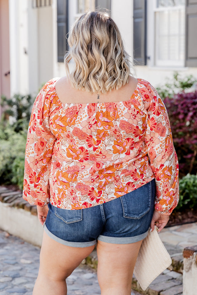 Going Public Off The Shoulder Blouse in Sarasota Red Floral Print FINAL SALE Very Cheap