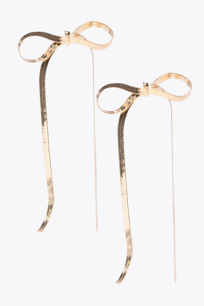 Snake Chain Gold Bow Earrings Free Shipping Big Discount