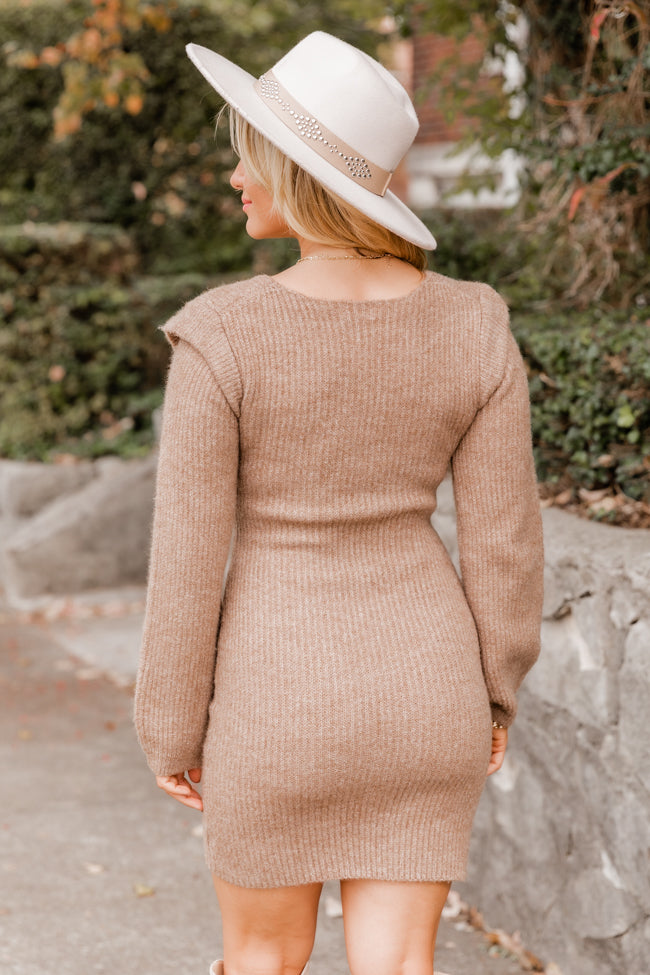 Gotta Get Ready Light Brown Cap Sleeve Sweater Dress FINAL SALE Perfect