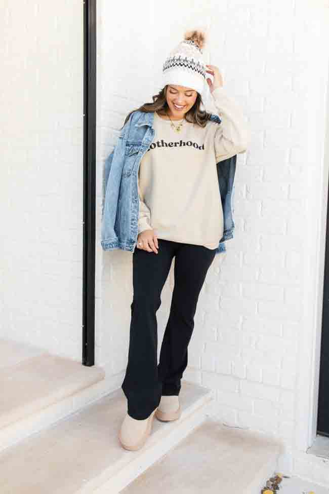 Motherhood Cream Oversized Graphic Sweatshirt Free Shipping Geniue Stockist