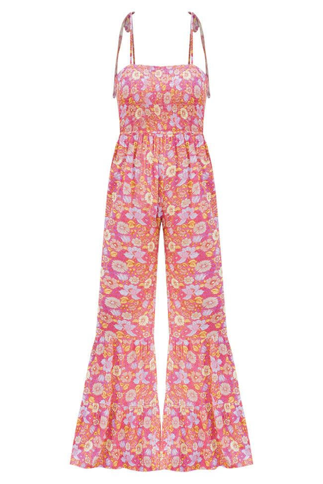 Aware of This Mauve Floral Print Flare Jumpsuit FINAL SALE Discount Hot Sale