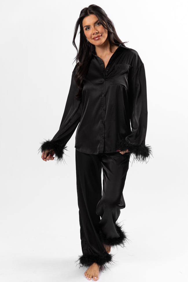 Up All Night Black Feather Pajama Top SALE Visa Payment Cheap Pice