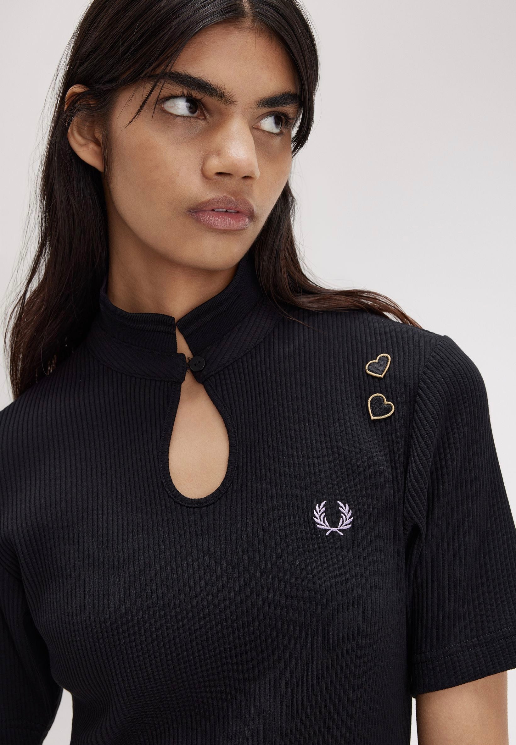 Fred Perry x Amy Winehouse - Ribbed Polo Black - Dress Pictures Cheap Online