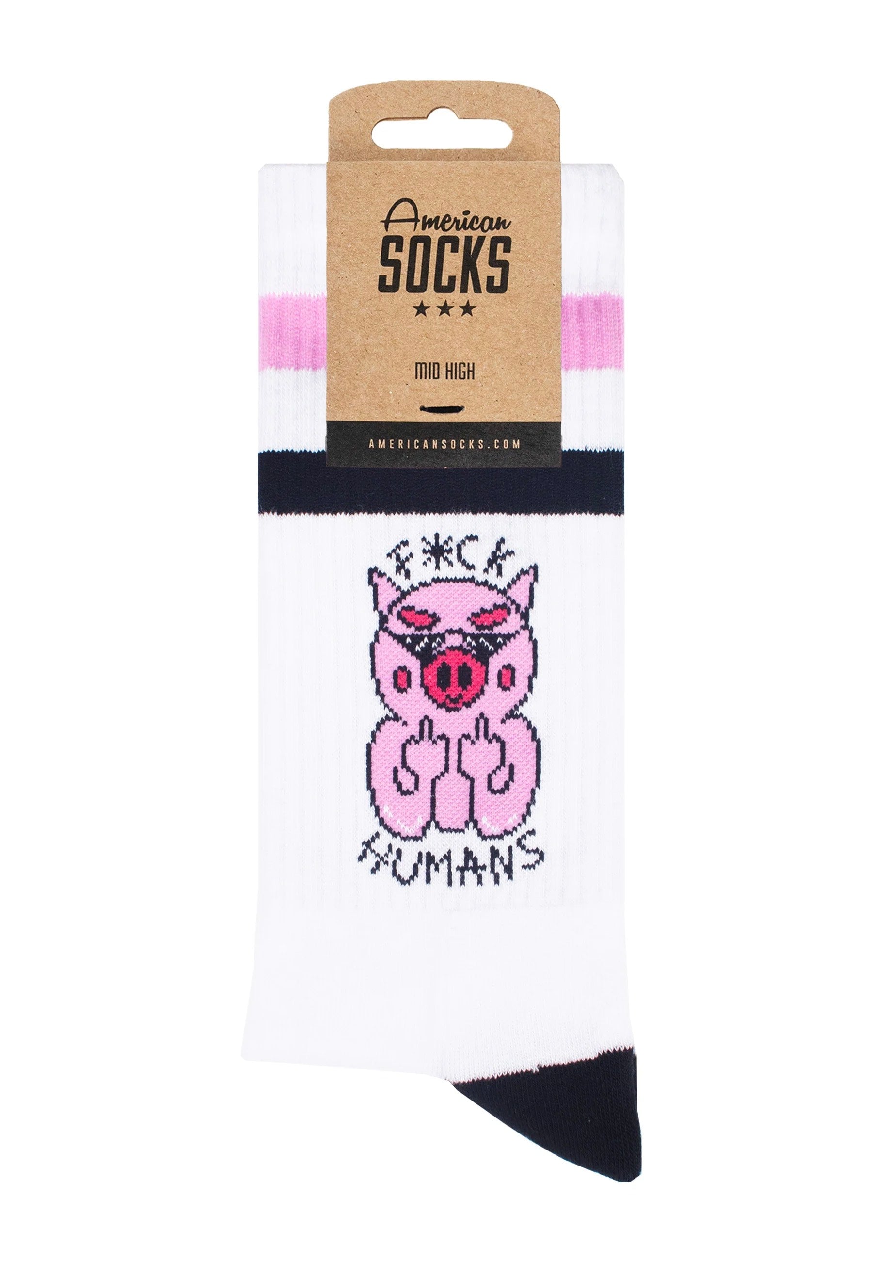 American Socks - F*ck Humans Mid High White - Socks Sale Low Cost