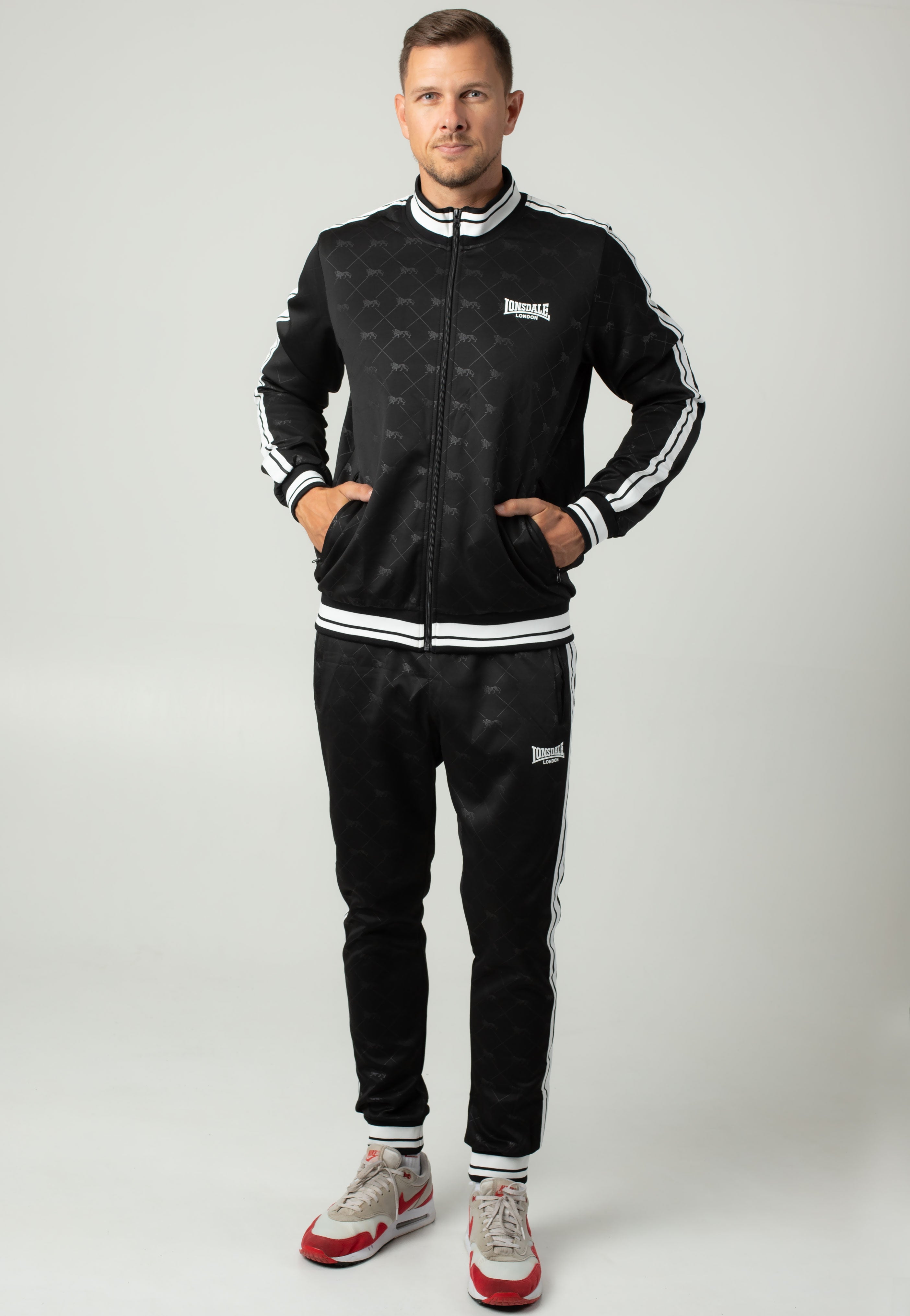 Lonsdale - Ashwell Black/White - Tracksuit Online Online Clearance