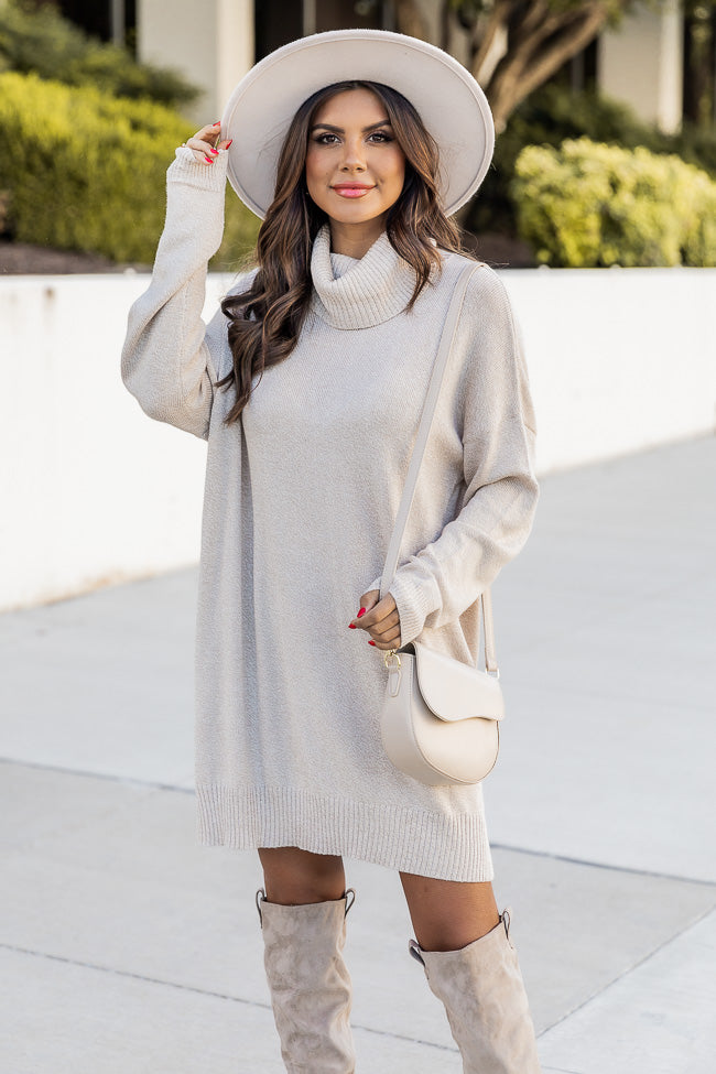 Changing Locations Beige Turtleneck Sweater Dress Buy Cheap Fake